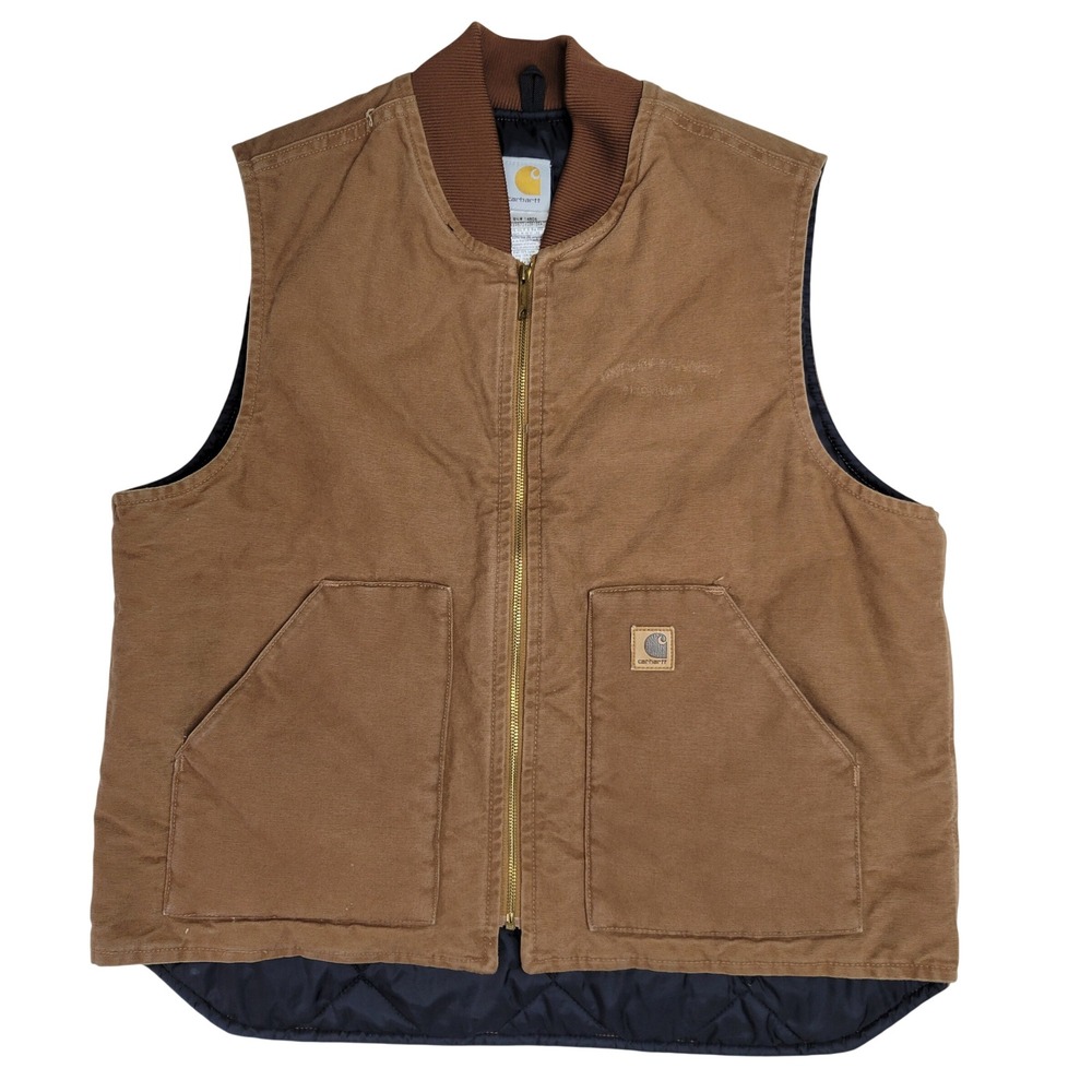 Carhartt V02 BRN Sandstone Duck Vest Quilt Lined Brown Mens XL‎ Regular